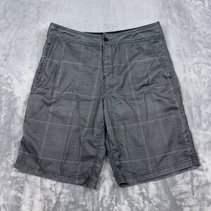 O'Neill Shorts Mens Size 34 Gray Plaid Hybrid Chino Walking Quick Dry Drawstring